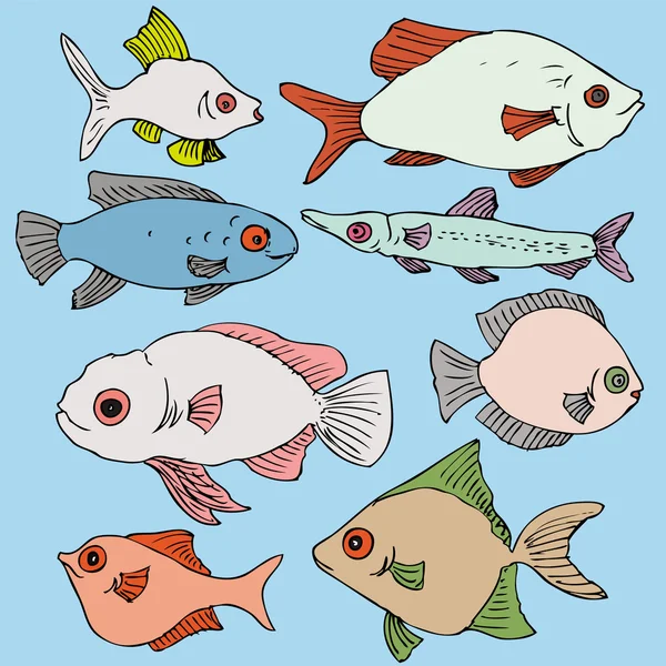 Μελάνι σχέδιο ψάρια — Διανυσματικό Αρχείο