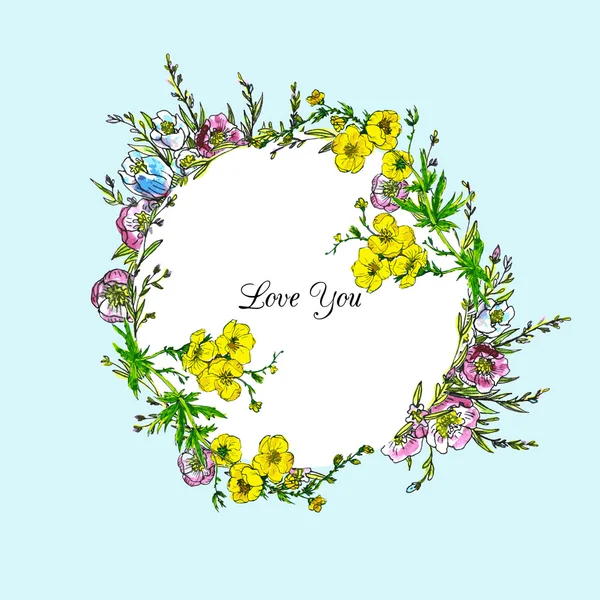 Watercolor vector floral frame — Stock Vector
