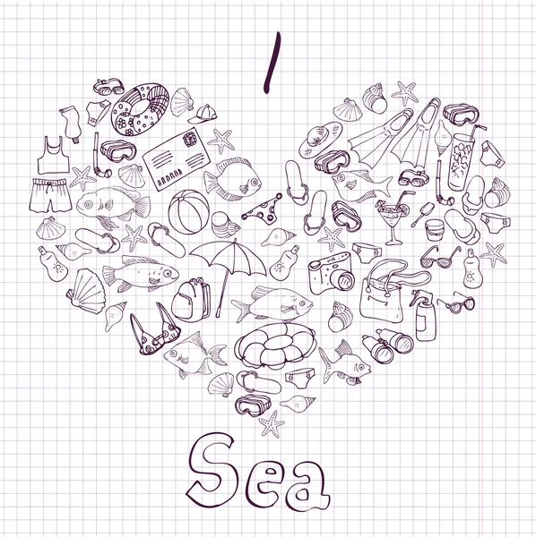 Морська картка з серцем — стоковий вектор