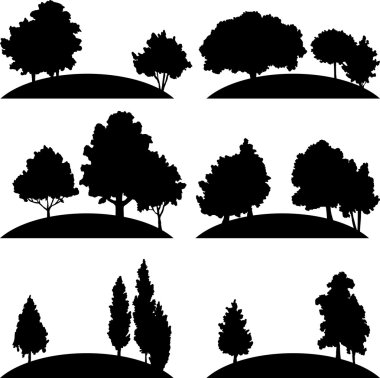 set of different landscapes with trees clipart