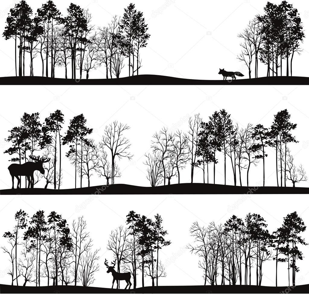 Set of different landscapes with trees and animals Stock Vector by ©cat ...