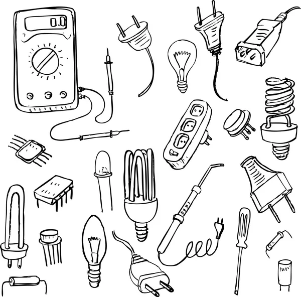 Σύνολο ηλεκτρικών doodle — Διανυσματικό Αρχείο