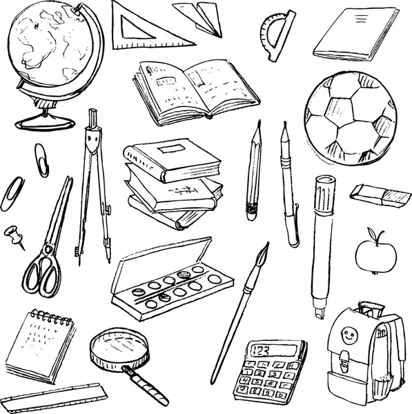 Conjunto de objetos escolares —  Vetores de Stock
