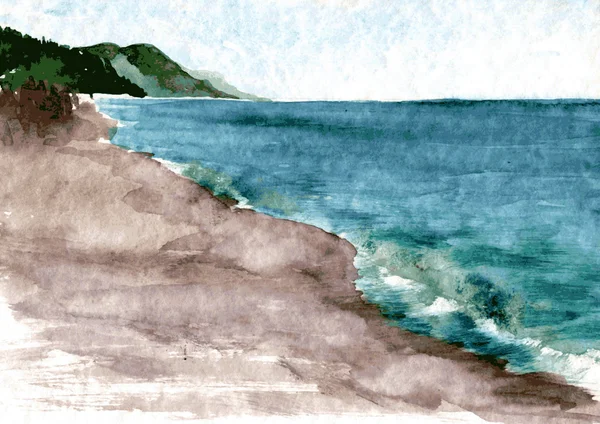 Aquarela costa de mar — Vetor de Stock