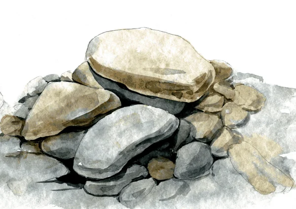 Akvarell havet stenar — Stock vektor