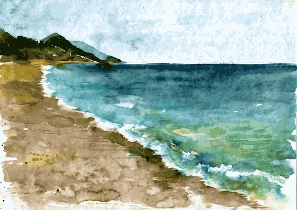 海の水彩画の海岸 — ストックベクタ