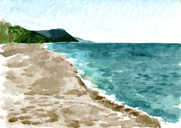 Acuarela costa del mar — Vector de stock