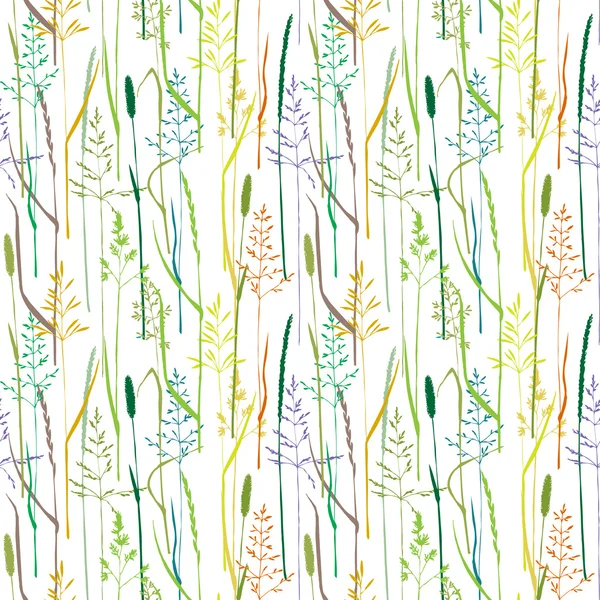 Seamless pattern with grass silhouettes — Stock Vector