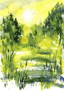 abstract watercolor landscape clipart