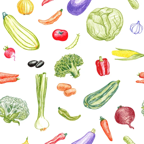 Bezešvé vzory se zeleninou — Stockový vektor