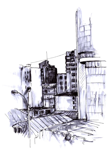 Urban sketch — Stock Vector