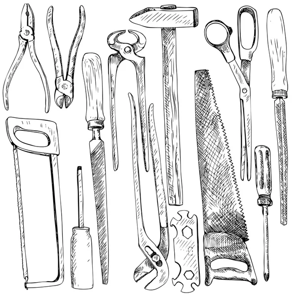 Hand drawn tool kit — Stock Vector