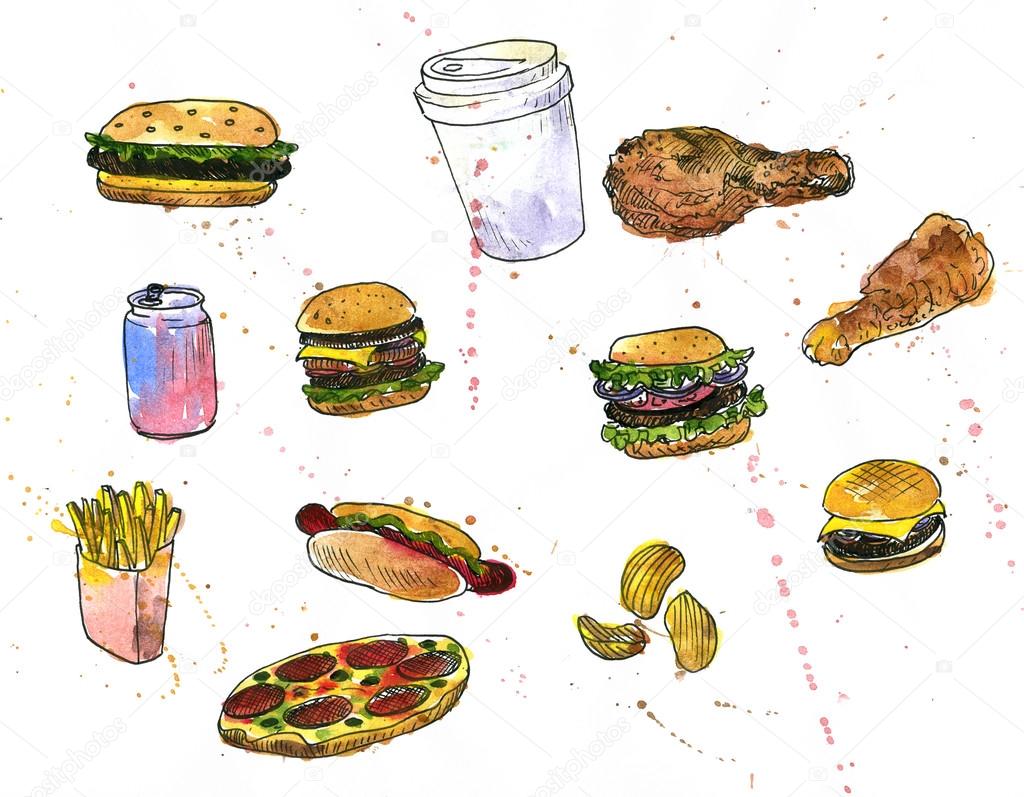 set of fast food sketch