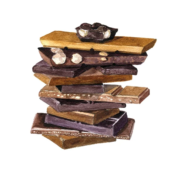 Chocolade tekening door aquarel — Stockfoto