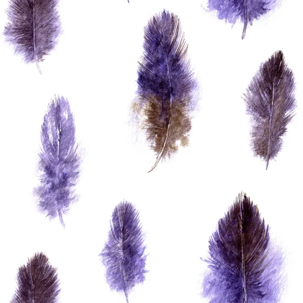 Motif sans couture avec des plumes violettes — Photo