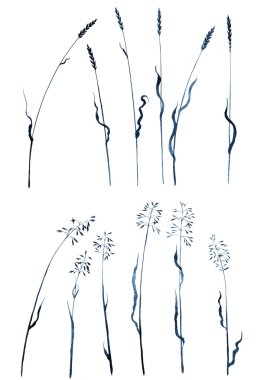 çim siluetleri kümesi