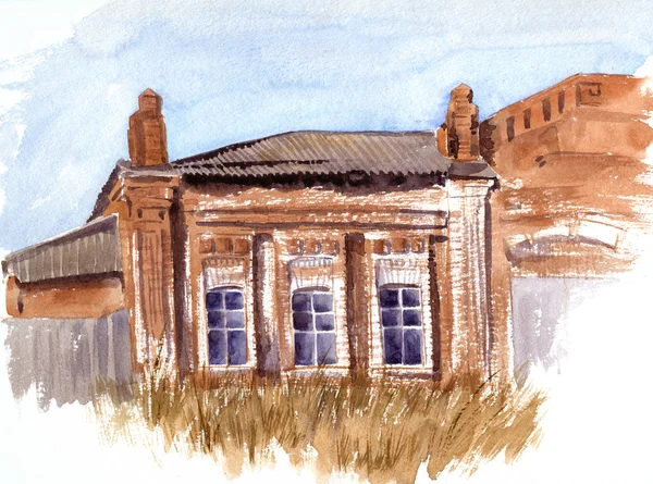 Watercolor sketch of old house — Stock Photo, Image