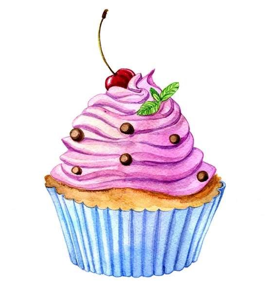 Watercoor cupcake — Stockfoto