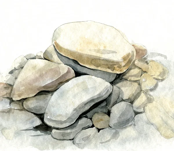 Acuarela piedras marinas —  Fotos de Stock