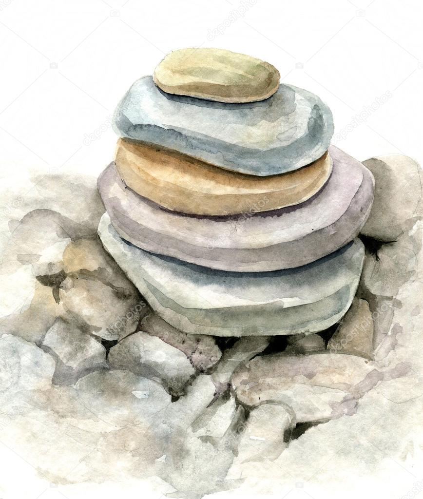 watercolor sea stones