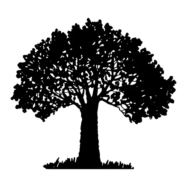 Silhouette d'arbre et d'herbe — Image vectorielle