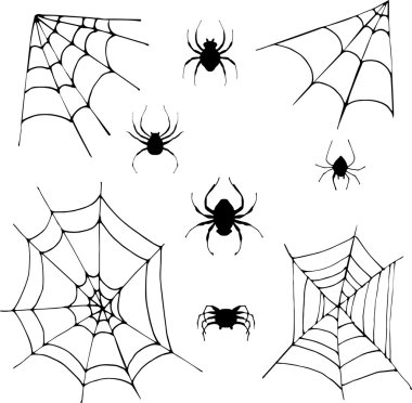 spiders and cobwebs  elements clipart