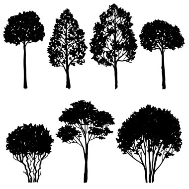 set of tree silhouettes clipart