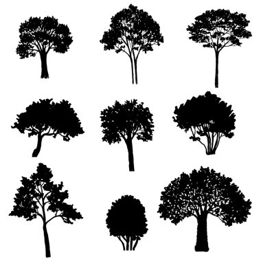 set of tree silhouettes clipart