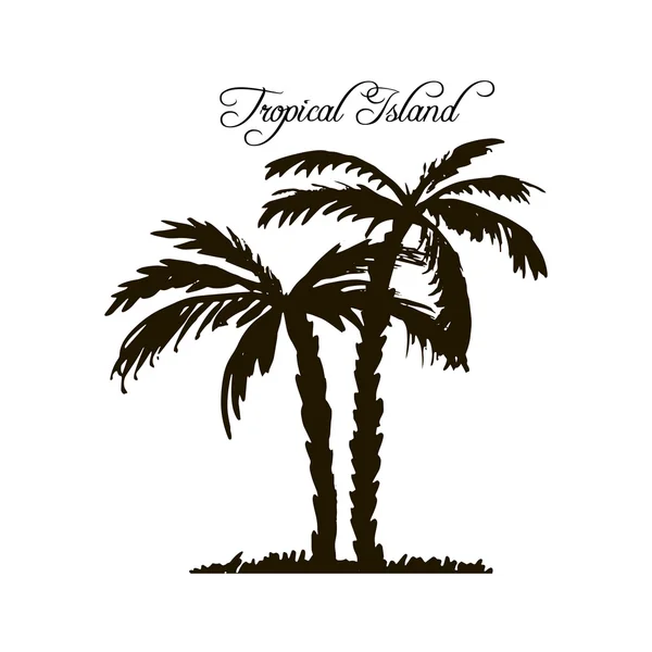 Isla tropical, siluetas de palmeras — Archivo Imágenes Vectoriales