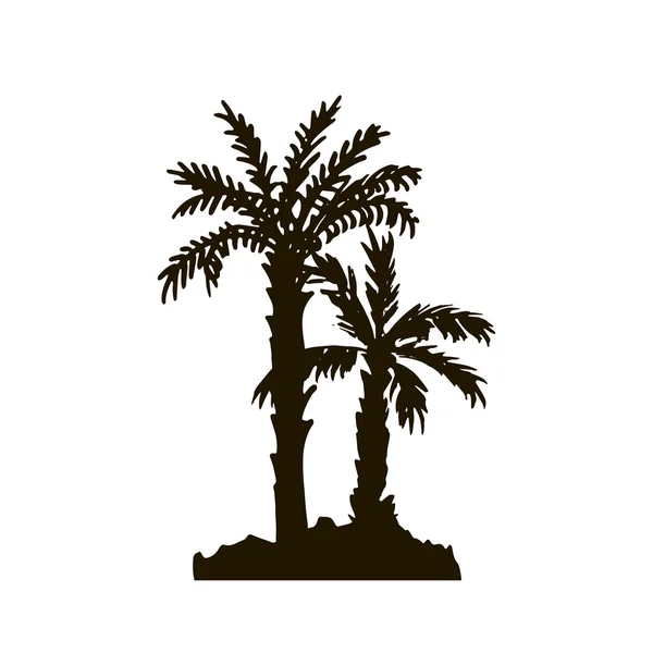 Selva tropical, siluetas de palmeras — Vector de stock