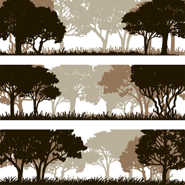 Siluetas del bosque paisajes — Vector de stock