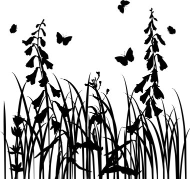 yabani otlar ve çiçek Vector silhouettes
