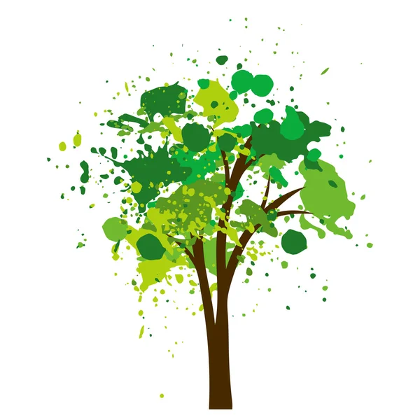 Silueta de árbol con hojas — Vector de stock