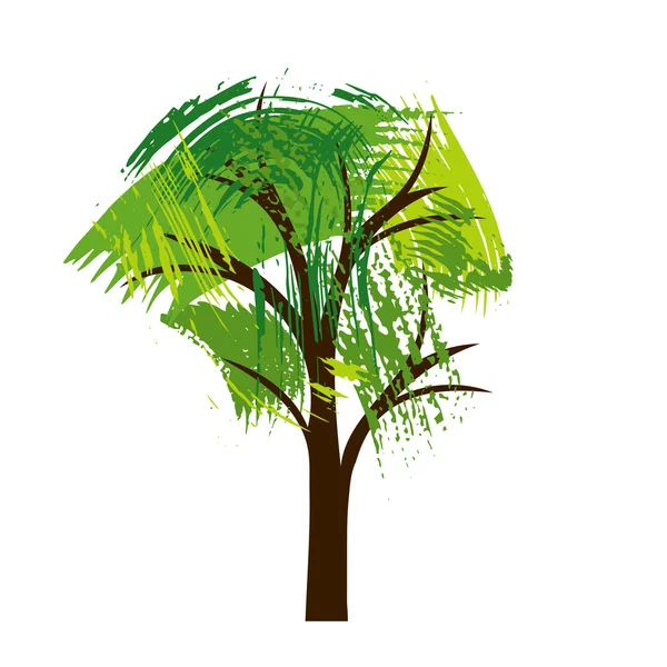 Silueta de árbol con hojas — Vector de stock