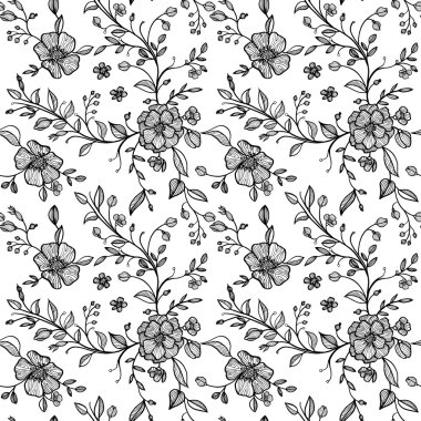 Çiçekler ve yapraklarla kusursuz desen