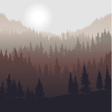 landscape with fir trees clipart