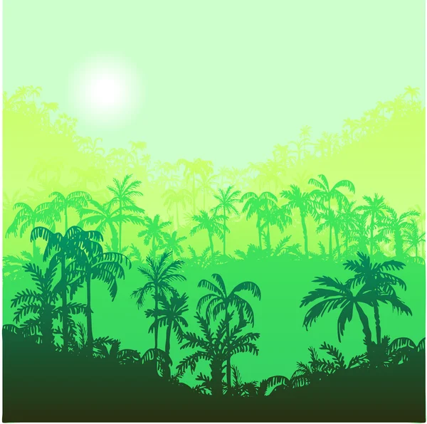 Paisaje con palmeras — Vector de stock