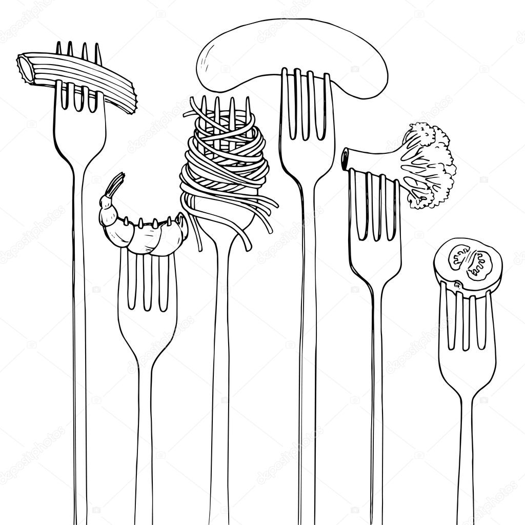 forks with foods