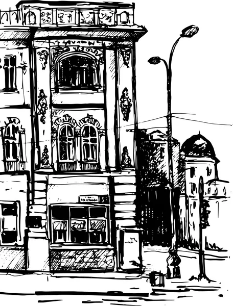 Croquis urbain dessiné à la main — Image vectorielle