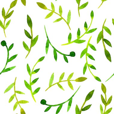 vektör suluboya seamless modeli ile yaprakları