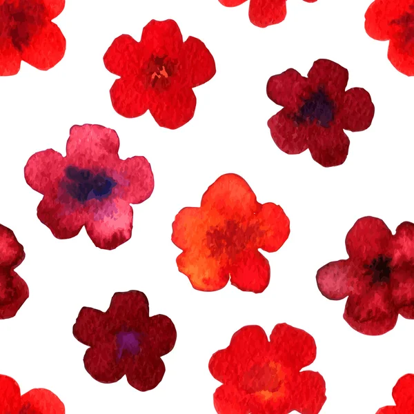 Vetor aquarela sem costura padrão com flores vermelhas — Vetor de Stock
