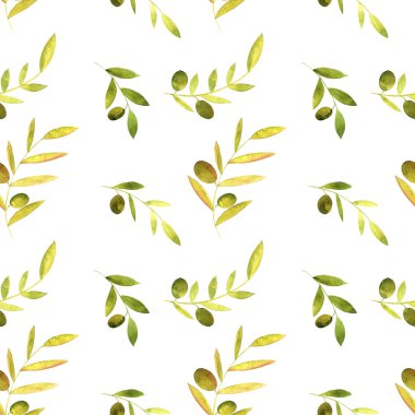 zeytin, yaprakları ve dalları ile sulu boya Dikişsiz desen