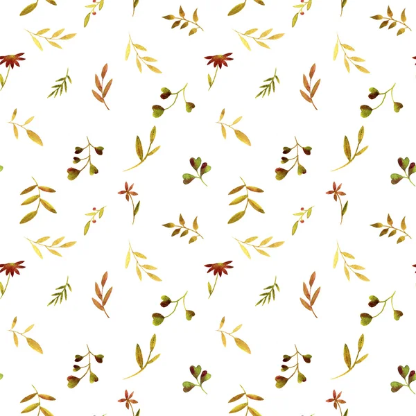 Płynny wzór z liśćmi akwareli — Zdjęcie stockowe