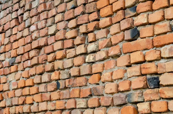 Dikdörtgen Kil Tuğlaların Geometrik Bileşimi Kırmızı Tuğla Duvar Yıpranmış Çoklu — Stok fotoğraf