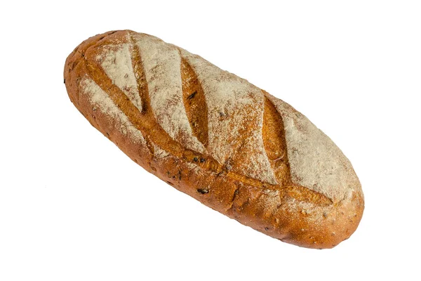 Brood Van Volkoren Tarwe Roggebrood Een Witte Achtergrond Knapperig Zelfgemaakt — Stockfoto