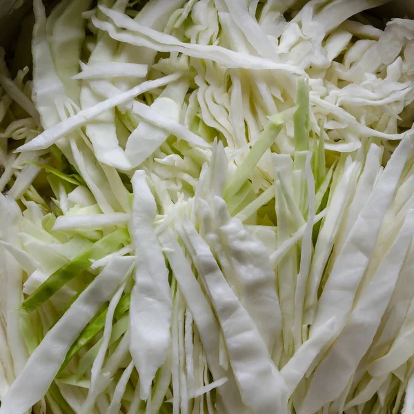 Recipes Ingredients Traditional Dishes Concept Shredded Raw White Cabbage Close — Stock Photo, Image