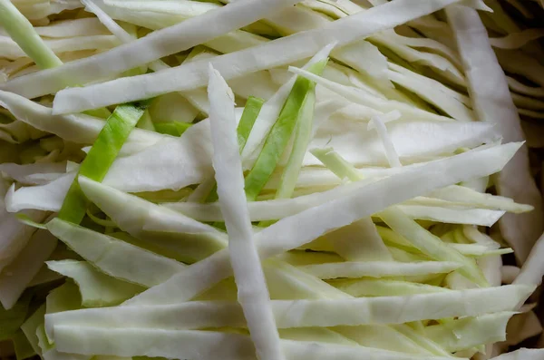 Recipes Ingredients Traditional Dishes Concept Shredded Raw White Cabbage Close — Stock Photo, Image