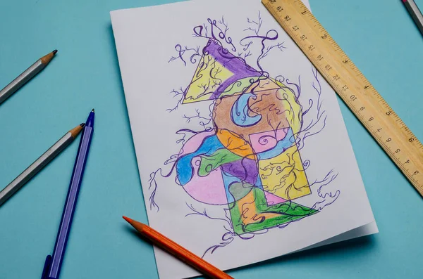 Психическое Здоровье Современный Метод Арт Терапии Нейрографию Абстрактный Разноцветный Рисунок — стоковое фото