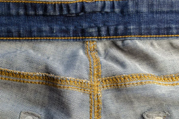 Lado Errado Tecido Jeans Tiro Detalhado Das Costas Clássico Jeans — Fotografia de Stock