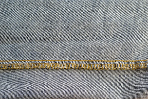 Lado Errado Tecido Jeans Tiro Detalhado Clássico Tecido Roscado Amarelo — Fotografia de Stock
